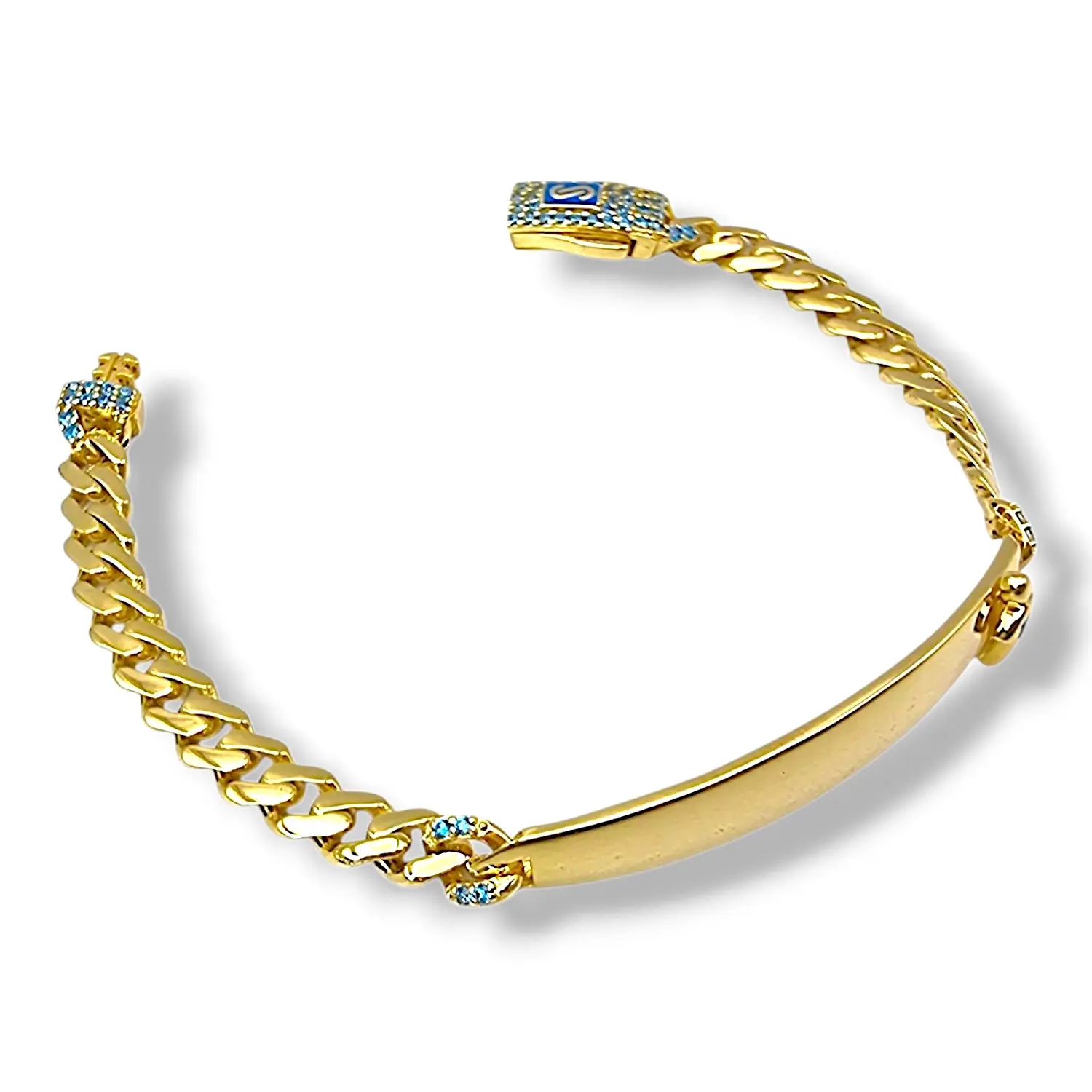 Детска златна гривна Monaco Chain с гравируема плочка 14К RG11027