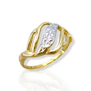 Детски златен пръстен с двуцветни ажурни линии 14K RG12383
