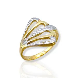 Детски златен пръстен с ветрилообразни двуцветни елементи 14K RG12384