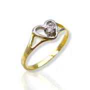 Детски златен пръстен със сърце и камък 14K RG10956