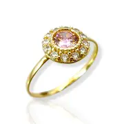 Детски златен пръстен с розов централен камък 14K RG12029