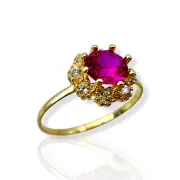 Детски златен пръстен с рубинен червен камък 14K RG12030