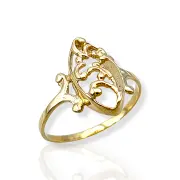 Детски златен пръстен Бадем за момиче с ажурен дизайн 14K RG12175