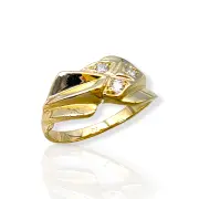 Детски златен пръстен за момиче с фин дизайн и циркони 14K RG12180