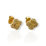 Детски златни обеци на винт цвете с цирконии 14K RG13298