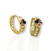 Детски златни обеци халки с Мики Маус и циркони 14K RG13356