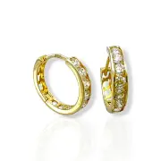 Блестящи детски златни обеци халки с цирконии 14K RG13327