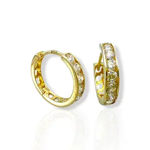 Блестящи детски златни обеци халки с цирконии 14K RG13327