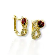 Детски златни обеци калинки с цирконии 14K RG13302