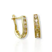 Детски златни обеци с бели циркони и английско закопчаване 14K RG13329