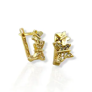 Детски златни обеци пеперуди с цирконии 14K RG13303