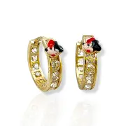 Детски златни обеци халки с Мики Маус емайл 14K RG13360