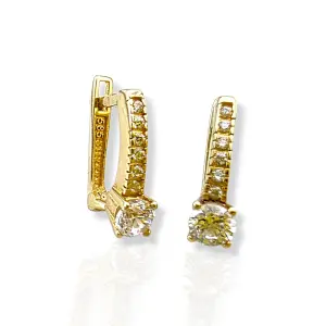 Детски златни обеци с цирконии и централен камък 14K RG13304