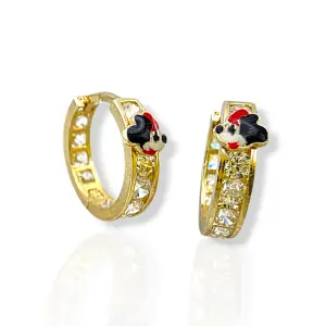 Детски златни обеци халки с Мики Маус циркони и емайл 14K RG13362