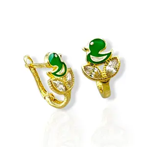 Детски златни обеци пате с цветен емайл 14K RG13348