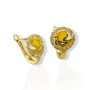 Детски златни обеци патенце с циркониева рамка 14K RG13350