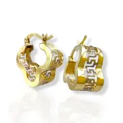 Ежедневни златни обеци с гръцки мотив и релеф 14K RG13307
