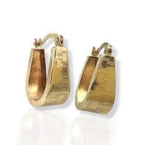 Ежедневни златни обеци с матиран меандър 14K RG13308