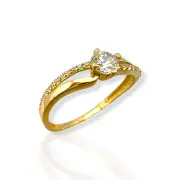 Годежен пръстен с инкрустации и двойна халка 14K RG11242