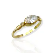 Златен годежен пръстен с овален циркон 14K RG11856