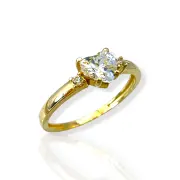 Златен годежен пръстен със сърцевиден камък 14K RG11857