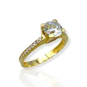 Златен годежен пръстен с искрящ централен камък 14K RG11862