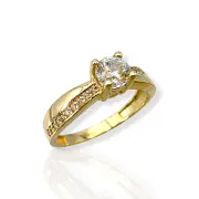 Ефектен златен годежен пръстен с изчистен дизайн 14K RG11863