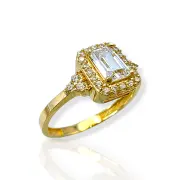 Златен годежен пръстен с октагон и циркони 14K RG11866
