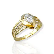 Луксозен златен годежен пръстен тип капка сълза 14K RG11869