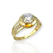 Класически златен годежен пръстен с кръгъл камък 14K RG11870