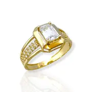 Златен годежен пръстен с октагонален дизайн и циркони 14K RG11871