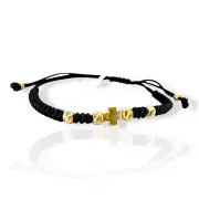 Гривна с черен конец и златен кръст 14K RG12260