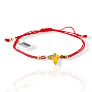Гривна с червен конец и златна пеперуда с камъчета 14K RG12325