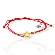 Гривна с червен конец и златна звезда с блясък 14K RG12330