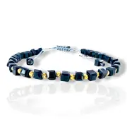 Гривна с тъмносин обсидиан и златни топчета 14K RG12262
