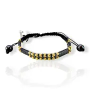 Гривна с хематит цилиндри и златни топчета 14K RG12250