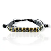 Гривна с хематит правоъгълни сегменти и златни топчета 14K RG12253