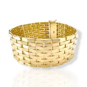 Мъжка златна гривна с масивна пирамидална плетка 14K RG11594