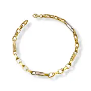 Мъжка златна гривна с правоъгълни звена и бяло злато 14K RG12549