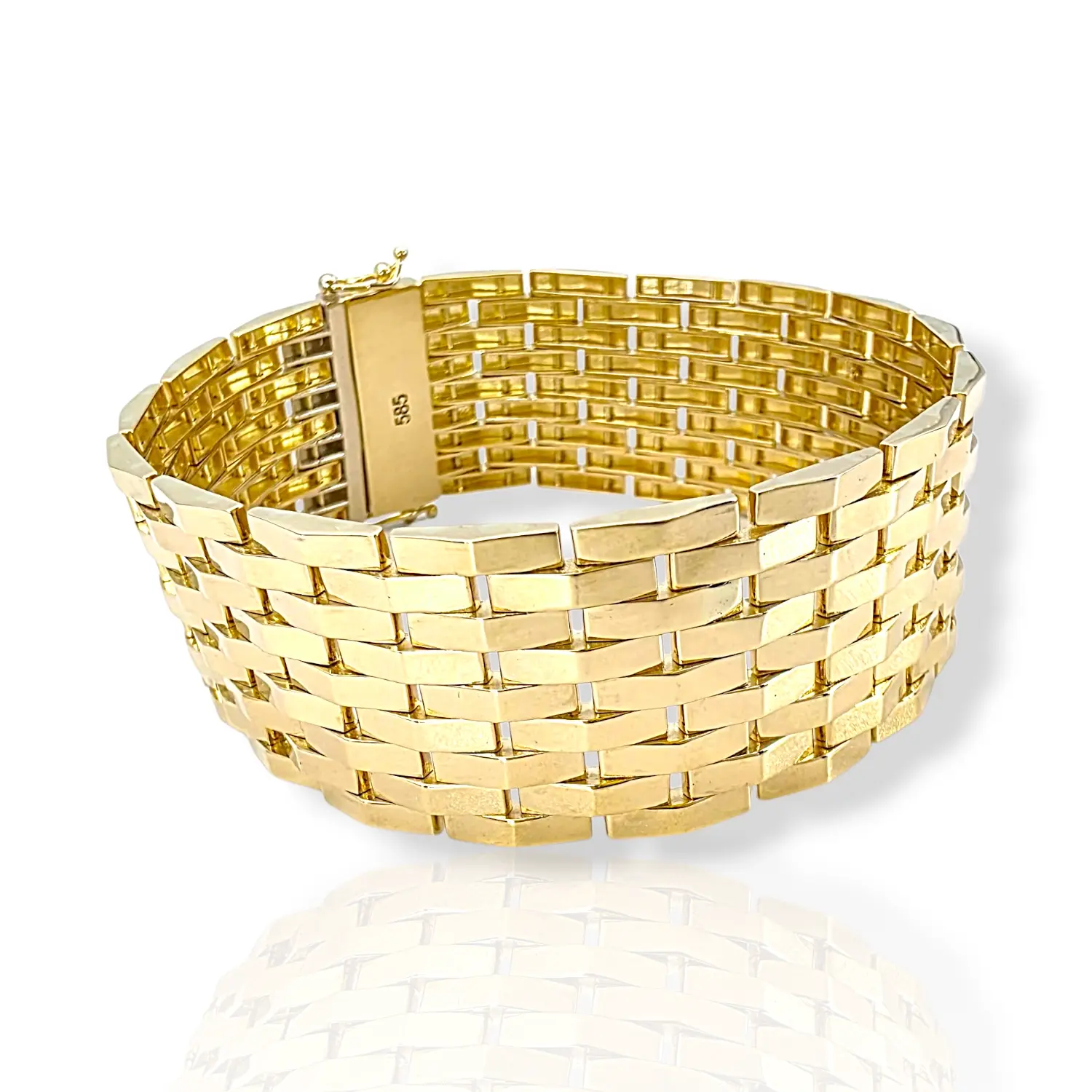Мъжка златна гривна с масивна пирамидална плетка 14K RG11594