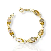 Мъжка златна гривна с бадемовидни звена и орнаменти 14K RG12986