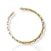 Мъжка златна гривна с двуцветни правоъгълни звена Fancy стил 14K RG13036