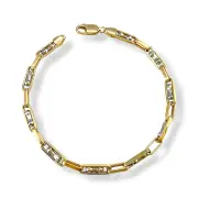 Мъжка златна гривна с продълговати звена и бели акценти 14K RG12723