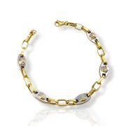 Мъжка златна гривна с овални елементи от бяло злато 14K RG12936