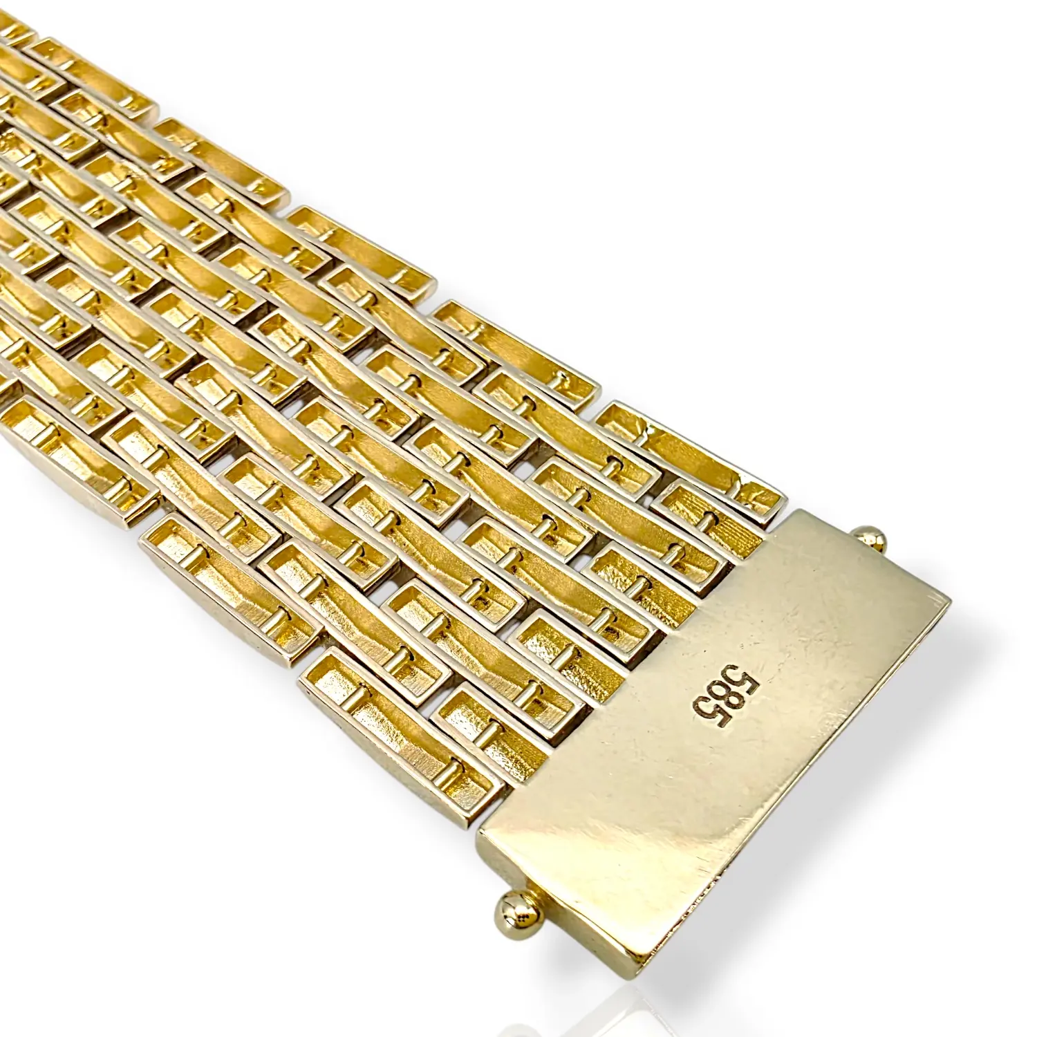 Мъжка златна гривна с масивна пирамидална плетка 14K RG11594