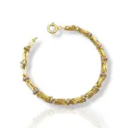 Мъжка златна гривна кралска плетка с бели халки 14K RG10793