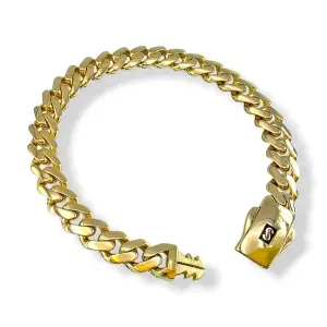 Мъжка златна гривна Monaco Chain полирана с емайлирано лого 14К RG12716