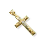 Мъжки златен кръст с разпятие комбинирано злато 14K RG12215