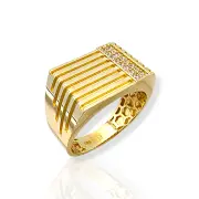 Масивен златен пръстен с успоредни линии 14K RG11296