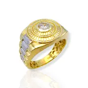Пръстен от жълто злато с кръгъл цирконий 14K RG11298